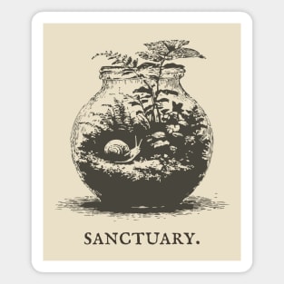 Cozy Terrarium Sanctuary with Snail Illustration Magnet